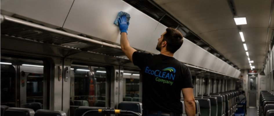 Nettoyage intérieur d'un train SNCB avec la station à eau osmosée EcoClean